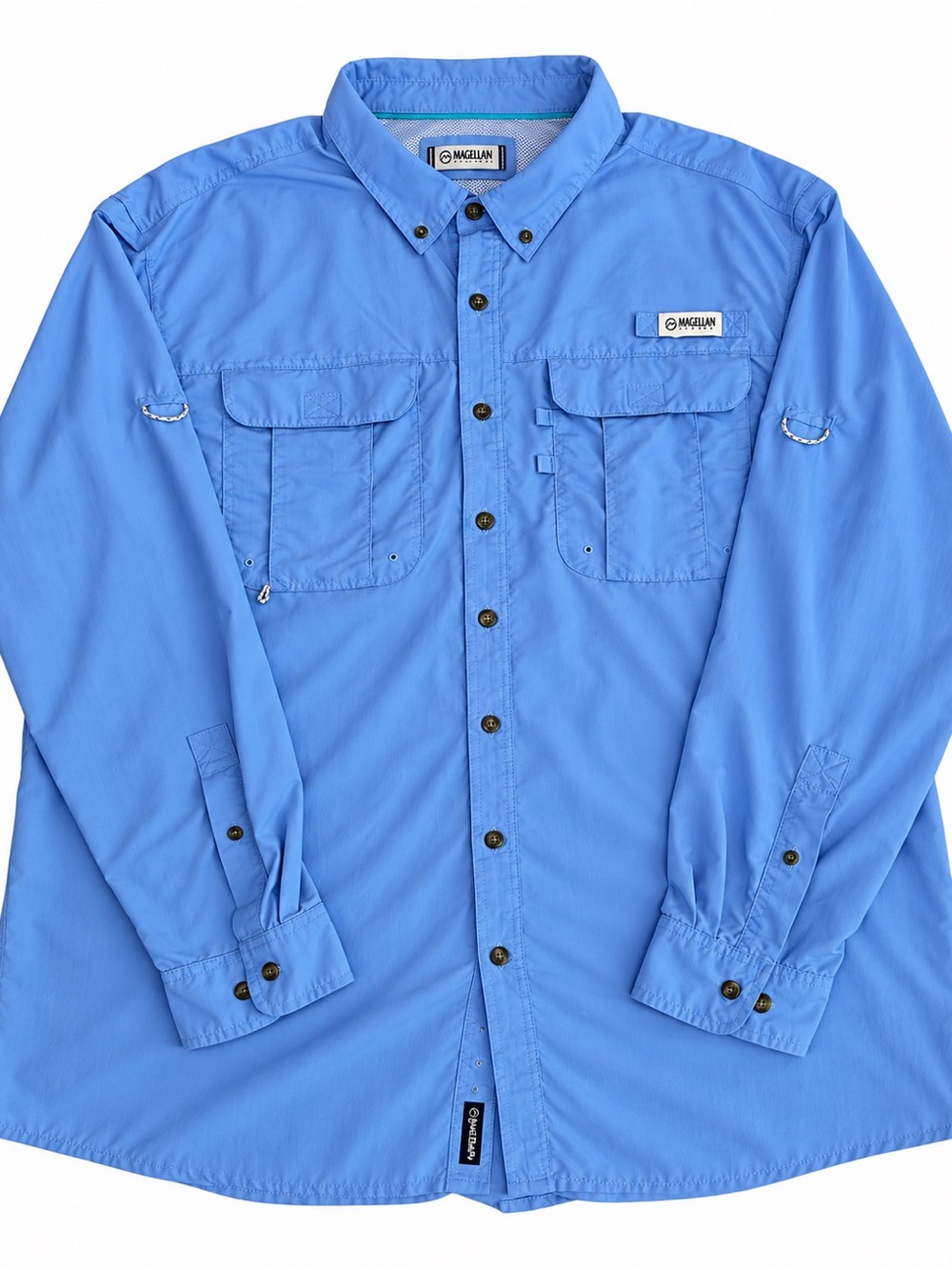 Magellan Outdoors Men’s Lightweight Button-Up Shirt Jacket in Light Blue 4XL